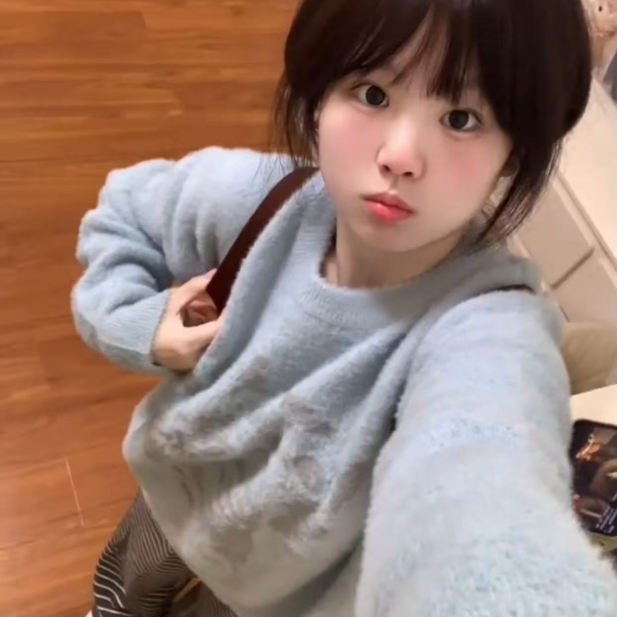 软奶蓝！慵懒风卡通水貂绒套头毛衣女秋冬新款韩版宽松针织衫上衣