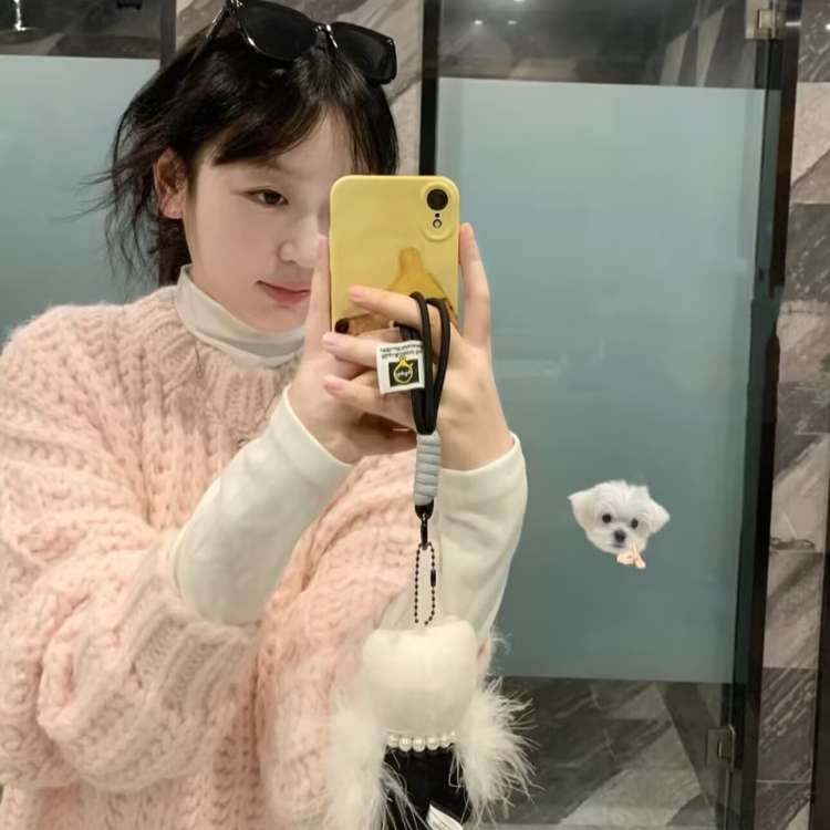 蜜桃粉！高级感粗针圆领套头毛衣女秋冬新款韩版宽松针织衫上衣潮