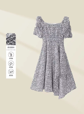 碎花连衣裙女夏装新款温柔风收腰显瘦法式气质中长裙子L132101