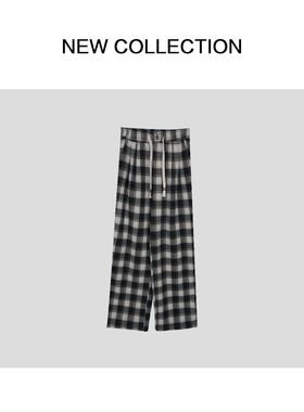 休闲百搭格子宽松裤K1F58008-8008裤子秋冬阔腿