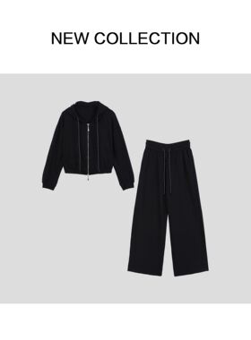 新品时尚百搭外套+吊带+休闲裤套装D3538022-8022黑色