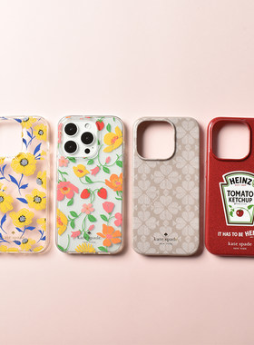 Kate Spade 透明花朵15手机壳适用苹果iPhone15/Pro/Max硬壳15pm闪亮透明防摔16保护套ins风小清新硬壳全包
