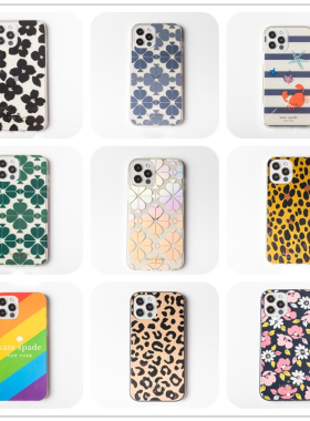 Kate Spade适用苹果iiPhone12mini/12pro max豹纹花朵钻爱心手机壳
