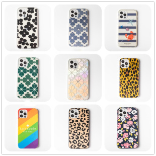 max豹纹花朵钻爱心手机壳 12pro Kate Spade适用苹果iiPhone12mini