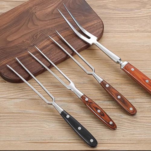 户外烤肉工具烧烤分肉叉 木柄烧烤叉不锈钢肉叉 bbq烧烤 叉烤肉叉