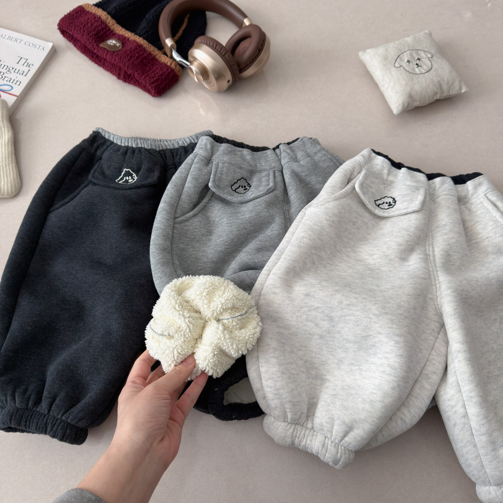 【加绒超厚】男女儿童秋冬新款韩版百搭时尚小狗运动时髦网红卫裤