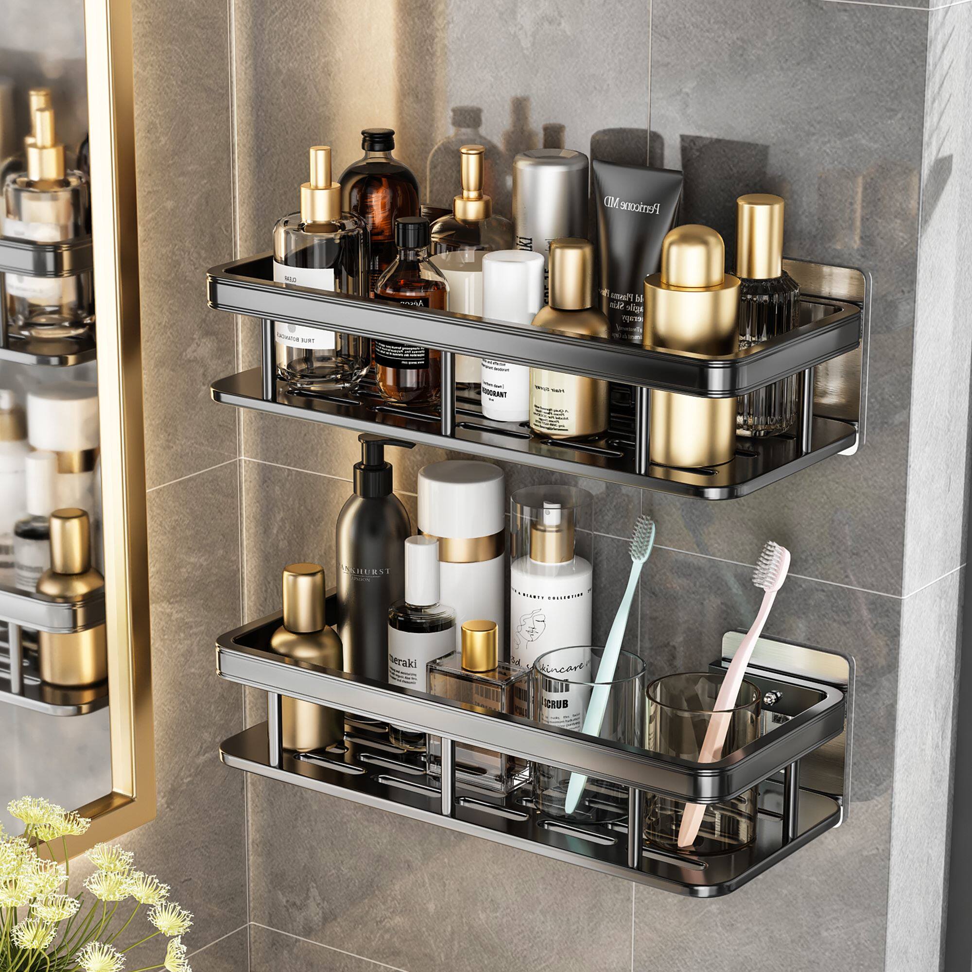 卫生间置物架免打孔浴室洗漱台厕所洗手间卫浴收纳墙上壁挂式架子