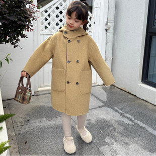 儿童双面羊毛大衣女童中大童2025秋冬两面穿羊绒毛呢子外套男童装