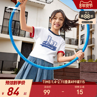 李宁儿童纯棉短袖T恤男孩新款夏季女童装女孩男童小大童上衣夏装