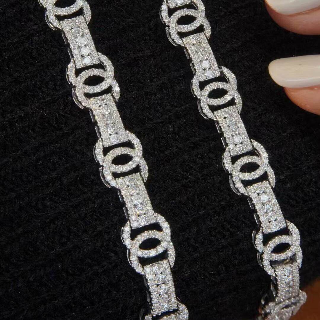 18K金女镶2.8克拉天然南非高品质钻石大钻小钻手链真金真钻送证书