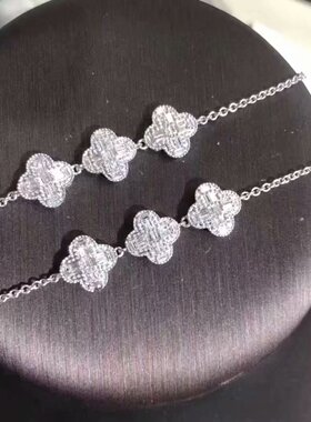 香港珠宝展预展钻石专场四叶草手链 18k金 钻石总共30分