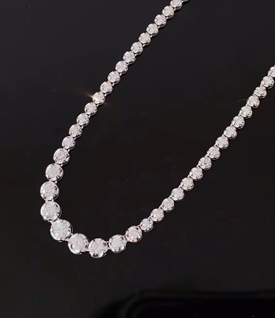 18K金女镶嵌3克拉天然南非高品质钻石大钻小钻项链真金真钻送证书