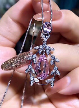 女18K金镶南非高品质钻石 3.37克拉天然高品质摩根石吊坠真金真钻