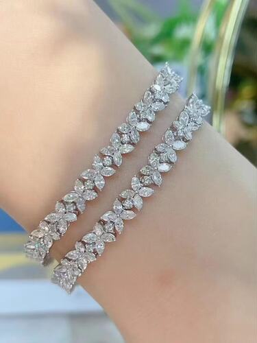 18K金女镶5克拉天然南非高品质钻石马眼钻满钻手链真金真钻送证书