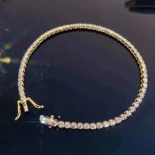 18K金女镶2克拉‎天然南非高品质钻石大钻圆钻手链真金真钻送证书