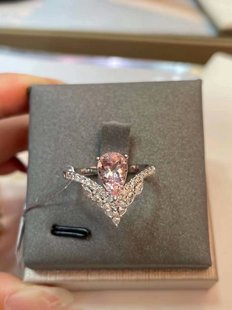 18K金配进口南非钻石镶女款1.6克拉天然摩根石戒指真金真钻送证书