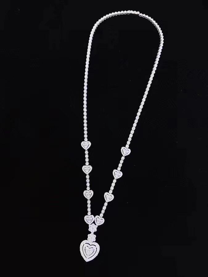 18K金镶嵌女款5克拉天然南非大钻小钻圆形钻石项链真金真钻送证书