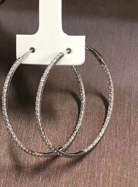 香港珠宝展会内展预展18k金钻石大耳圈耳环耳坠耳钉1.5克拉钻石