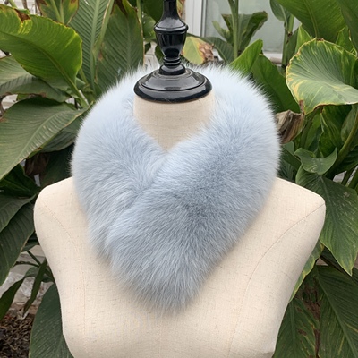 冬季百搭保暖毛毛围脖毛领短款吸扣真狐狸毛围巾毛球护颈女冬季