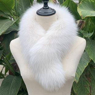 真毛狐狸毛围巾皮草围脖女冬季保暖百搭Y型毛毛领夹子奶白护颈毛