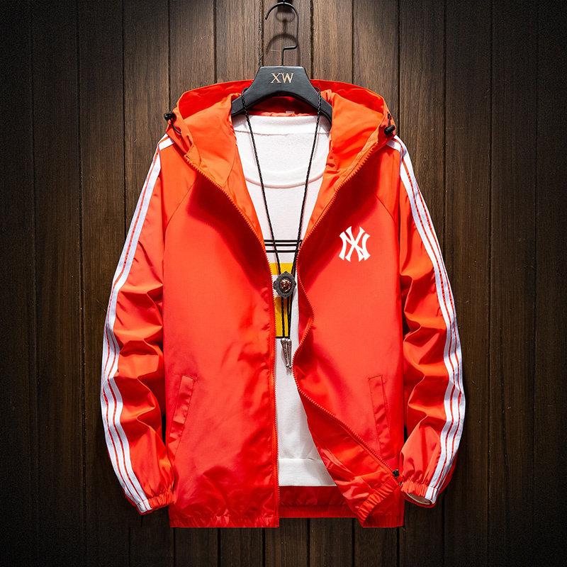 三杠印花外套男潮牌运动三条杠春天滑料防风单褂子春秋休闲溥风衣