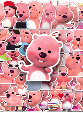 loopy小海狸贴纸韩国卡通可爱露比贴画装饰小图案咕卡儿童手帐账