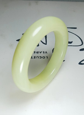 新货爆款纯天然新疆和田玉若羌黄口料手镯玉镯黄玉镯子56.6圈口