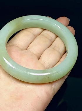 特价款纯天然俄料和田玉糖白玉手镯美人条玉镯55圈口带证书