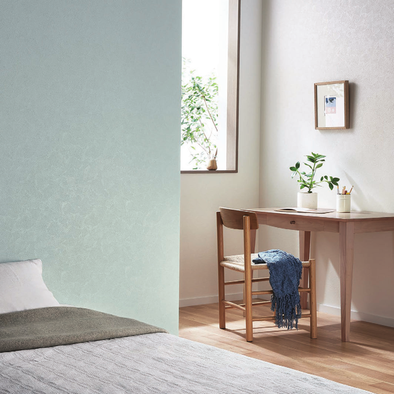 日本进口墙纸新科壁纸鸭蛋绿墙纸纯色墙纸北欧水泥纹卧室背景墙