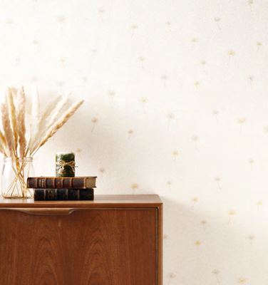 米色蒲公英墙纸满铺客厅百搭壁纸