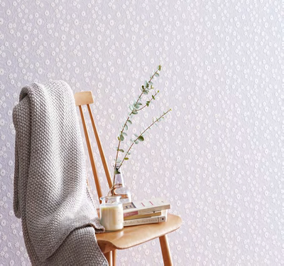 浅紫色3D浮雕小花墙纸卧室墙纸