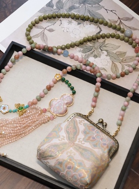 新中式国风长款斜挎包包链斜挎链背背链项链的复古纯手工气质配饰