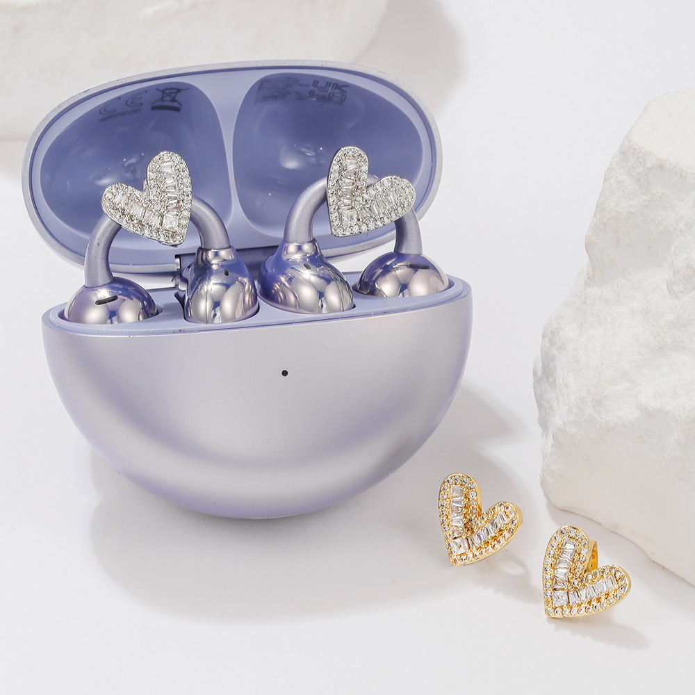 新款通用型FreeClip精致方锆爱心耳机钻扣夹扣小众时尚配饰男女