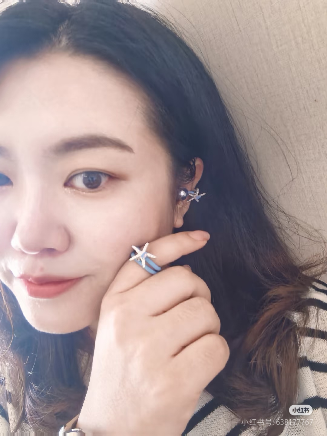 适用于freeclip2耳机钻扣女新款摩登黑星芒耳夹扣甜美风耳饰配饰