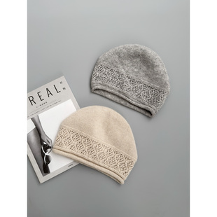 2025新款 100%山羊绒 女士镂空保暖针织帽子冷帽 软糯舒适 日单