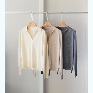 女士针织羊绒衫 高端 POLO领 100%山羊绒 康赛妮定织24支特种纱