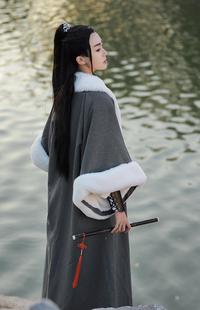 烛颜汉服 河汉尾单定风波披袄对襟半袖袍