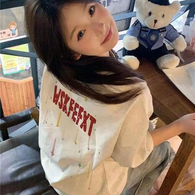 100%重磅纯棉美式潮牌短袖t恤女