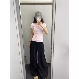 粉色多巴胺穿搭修身显瘦短袖t恤女2026新款夏季韩系气质女士上衣
