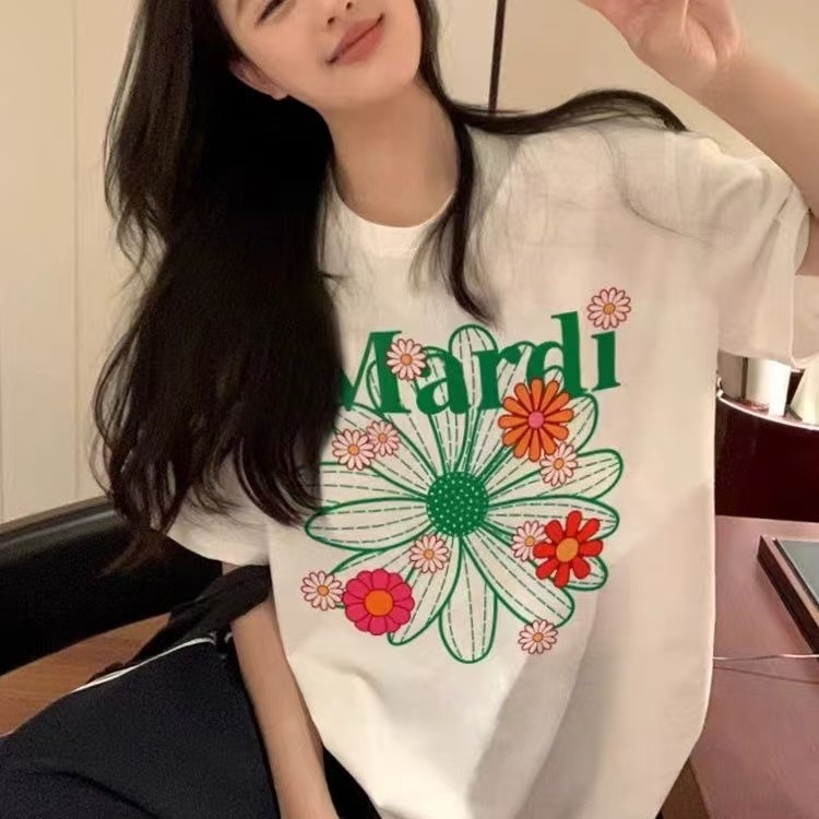 100%重磅纯棉美式潮牌短袖t恤女