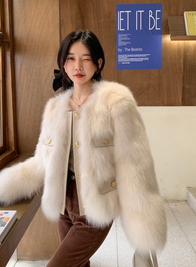 【小四粉丝专享】美拉德五金女孩秋冬新款宫廷气质毛毛外套27893#