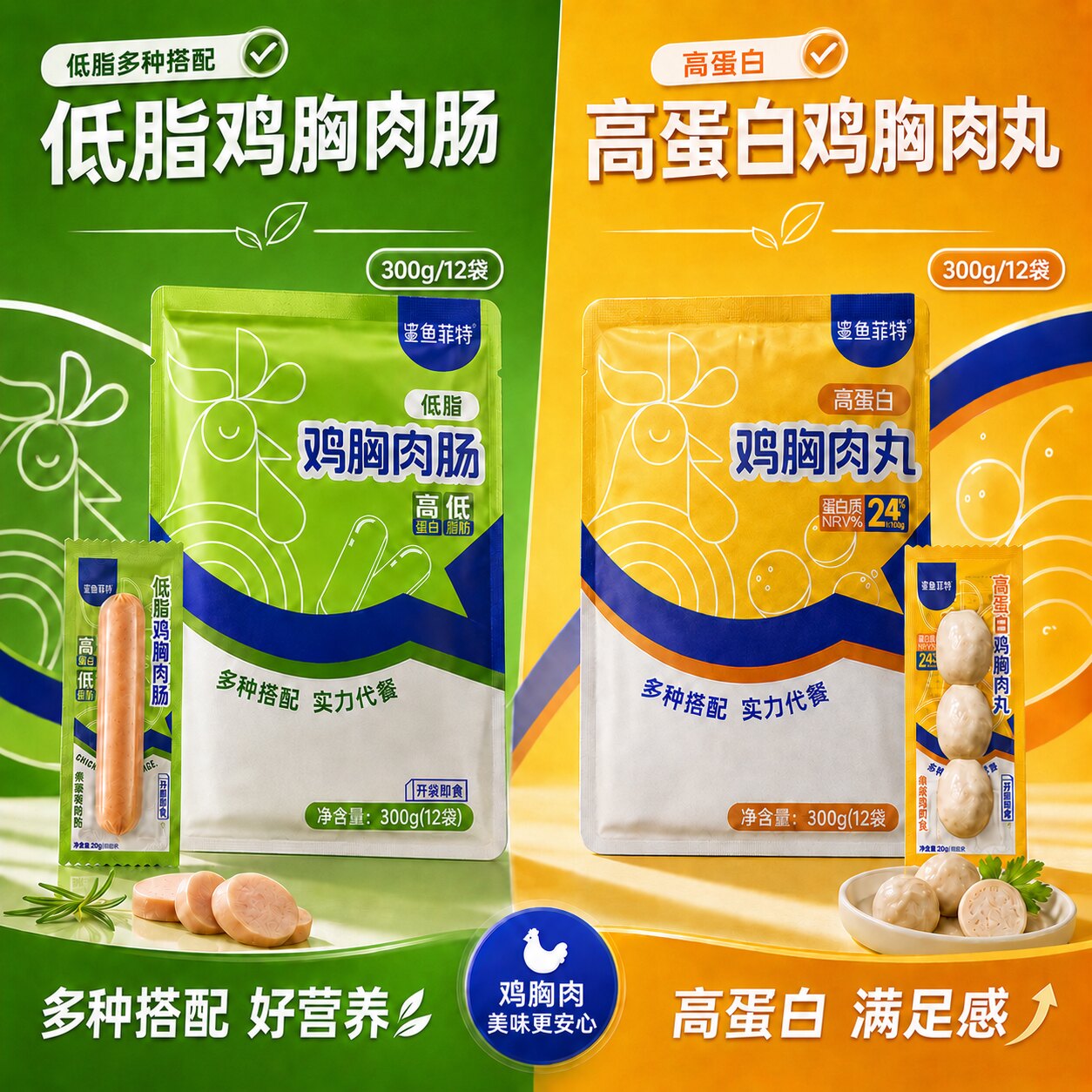 鲨鱼菲特鸡肉丸开袋即食鸡胸肉丸健身高蛋白食品零食效期8月20日