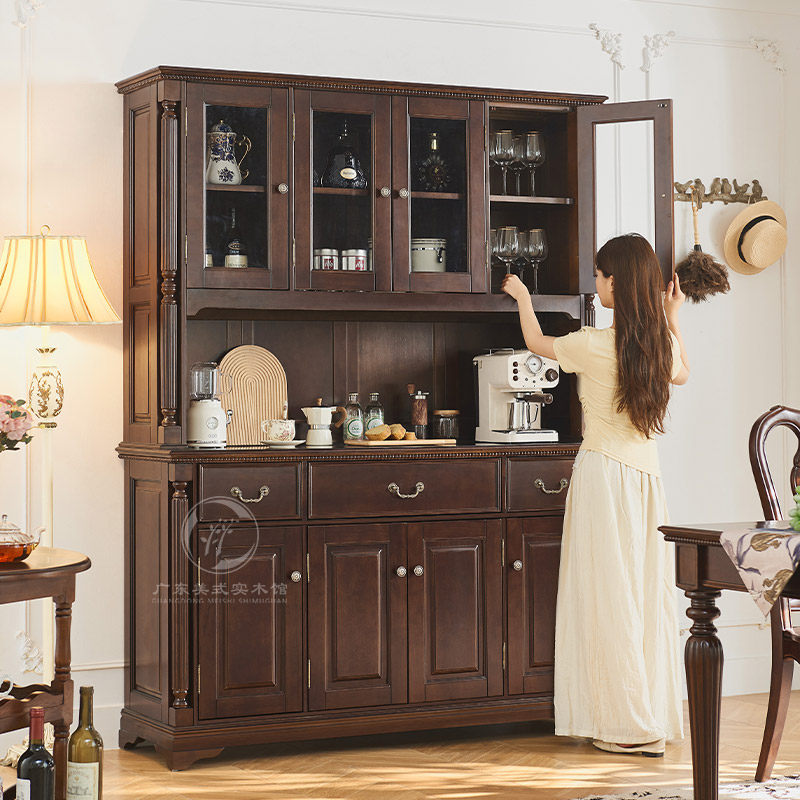 淘美庭美式全实木餐边柜酒柜一体靠墙厨房客厅碗柜餐厅1.6米柜子,住宅家具,餐边柜,淘宝优惠券,粉丝福利购,淘宝优惠卷