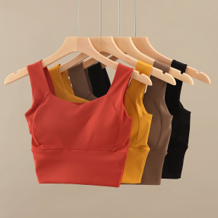 运动健身文胸 薄杯外穿大码 瑜伽背心式 内衣女跑步防震收副乳一体式