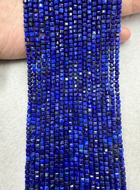 天然青金石方糖DIY半成品，长39-40cm，3×3mm