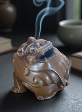 纯紫铜朝天吼三足瑞兽香薰炉