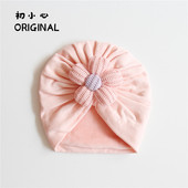 婴儿帽子男女宝宝加绒加厚保暖套头帽新生儿纯棉胎帽可爱印度帽冬