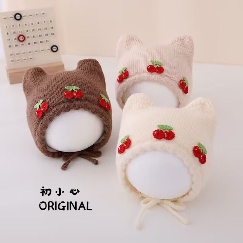 秋冬季婴儿帽子韩国男女宝宝可爱超萌毛线帽婴幼儿保暖护耳帽
