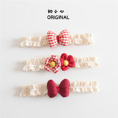 韩版 婴儿发带女宝宝可爱蝴蝶结发饰婴幼儿满月公主不勒头红色头饰