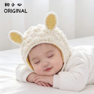 婴儿帽子冬季男女宝宝加厚保暖毛线帽婴幼儿毛绒护耳帽男童护耳帽